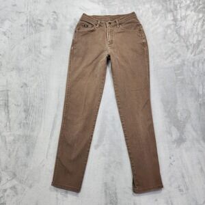 Vintage Lee Original Jeans Womens 4 Brown Mid Rise Slim Straight Tapered Denim